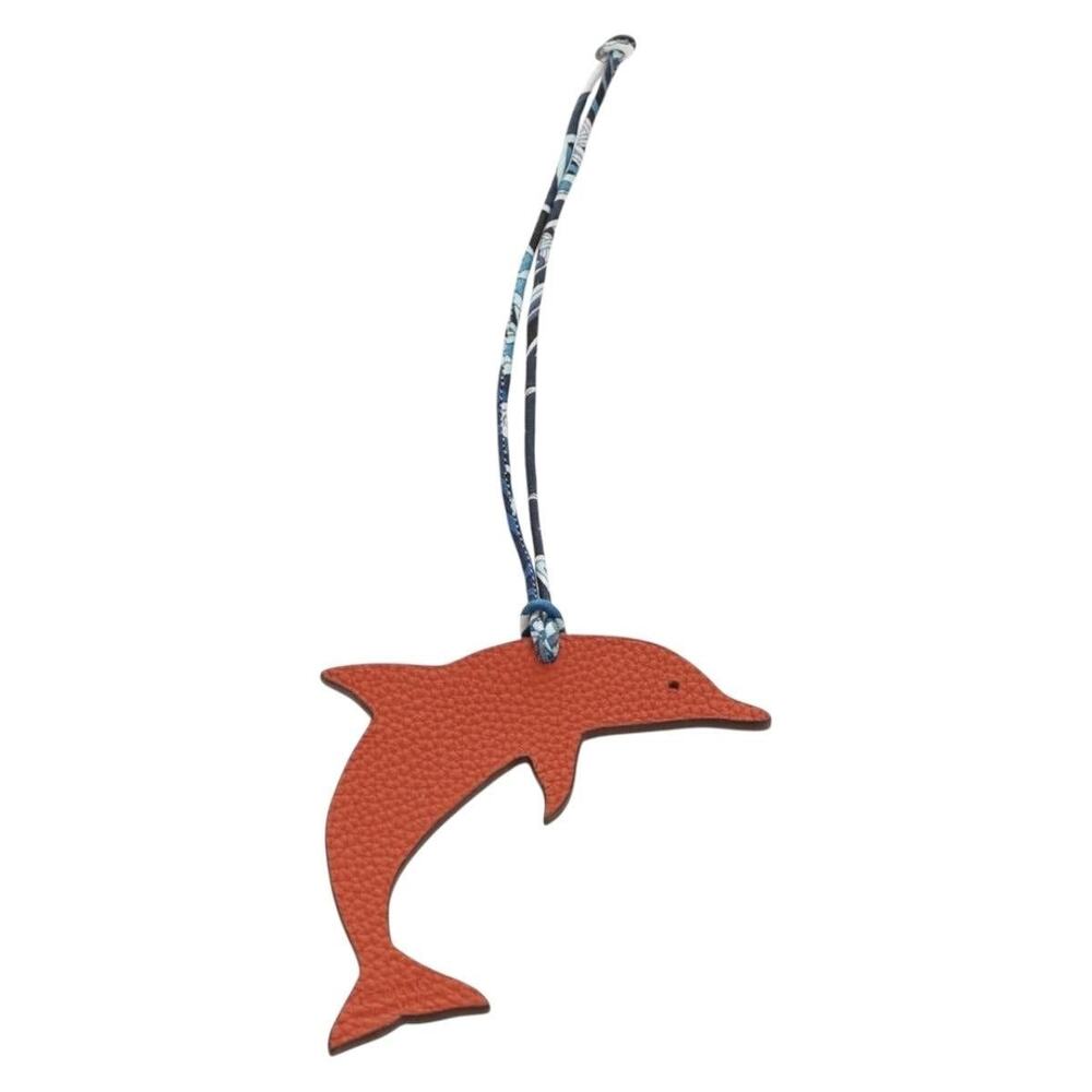 Hermes Petit H Dolphin Leather Charm Orange